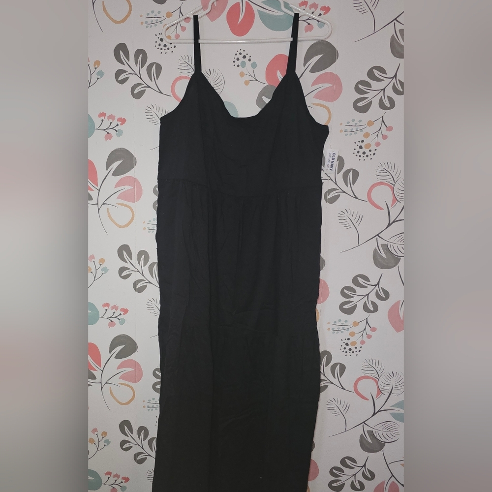 NWT OLD NAVY Cami Maxi Swing Dress Black XL